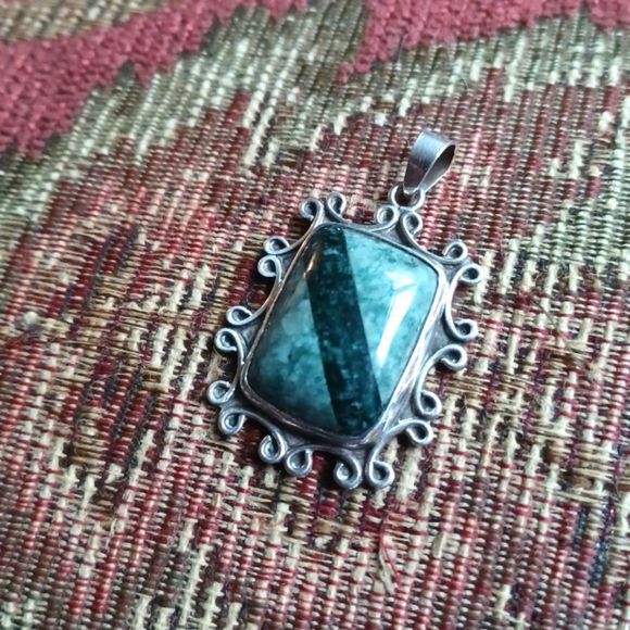 Unique stone Pendant 925 silver, vintage - Picture 4 of 7